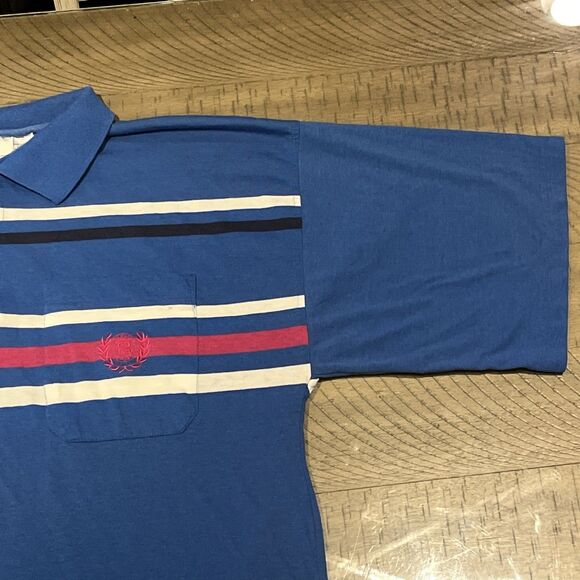Vintage 1990s Givenchy Activewear Polo Shirt Size Large Striped Blue Collared - Picture 2 of 8